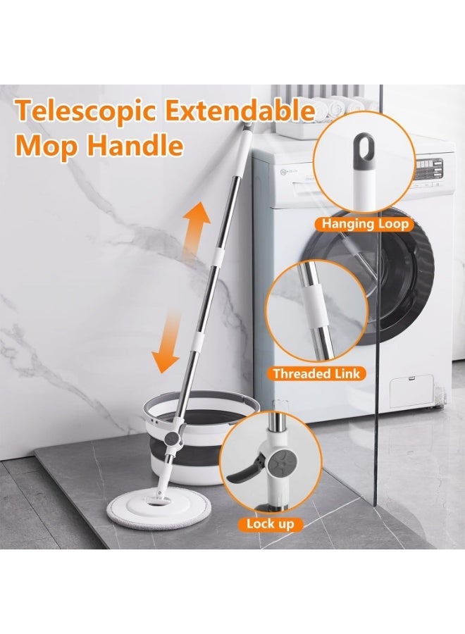 إيسي طقم دلو ممسحة، دلو قابل للطي مع تصميم ممسحة دوّارة وممسحة مسطّحة، يتضمن 3 وسادات ممسحة قابلة للاستبدال لتنظيف الأرضيات بعمق - Image 4